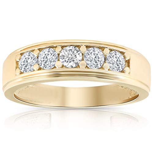 Pompeii 1 Ct Diamond Ring Mens High Polished 14k Yellow Gold Wedding Anniversary Band - Size 10.5