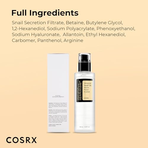 COSRX Snail Mucin 96% Repairing Serum for Sooothing & Hydrating 3.38 oz.