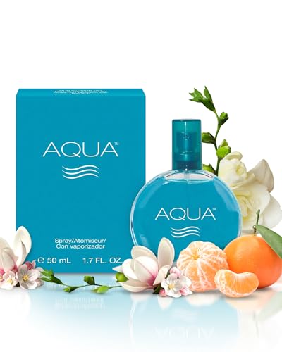 PB ParfumsBelcam Aqua Eau de Toilette Spray for Women – Fresh Fruity Floral Perfume with Mandarin, Freesia, Musk & Wood Notes – Everyday Day-to-Night Fragrance, Great Gift Idea, 1.7 Fl Oz