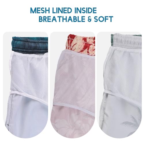 Lzzidou Men's Swim Trunks Hawaiian Bathing Mesh Lining Suit Swimsuits Beach Shorts with Pockets