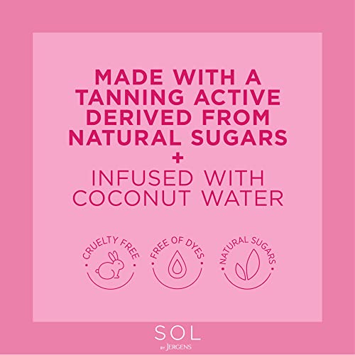 SOL by Jergens Deep Water Self Tanner Mousse, Water-based Sunless Tanner with Coconut Water for Fake Tan, Dye-free Tanning Active Derived from Natural Sugars, Deep Color, 5 Ounce