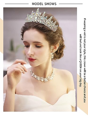 TOBATOBA AB Silver Tiaras and Crowns for Women Crystal Wedding Tiara for Bride Rhinestone Princess Tiara Queen Crown Halloween Costume Women Headpieces for Birthday Valentine Halloween Prom Pageant