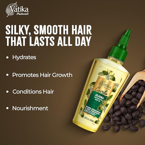 Vatika Naturals Curls Jojoba Restorative Hair Oil | 100 ml | Hair Oil for Curls| Prevent Split Ends | Promotes Hair Growth & Conditions Hair, Prevents Dandruff | Soyabean Oil, Jojoba Seed Oil