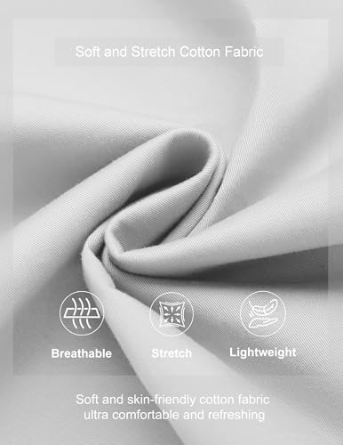 COOFANDY Men's Casual Shorts Cotton Elastic Waist Drawstring Shorts Lightweight Summer Beach Shorts White