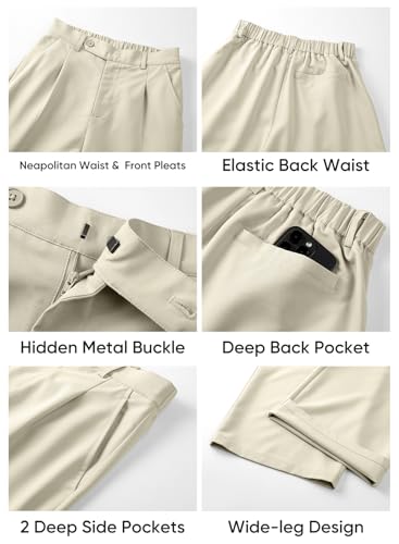 JMIERR Mens Baggy Casual Dress Pants Lightweight Pleated Old Money Wide Leg Pants Loose Relaxed Fit Trousers