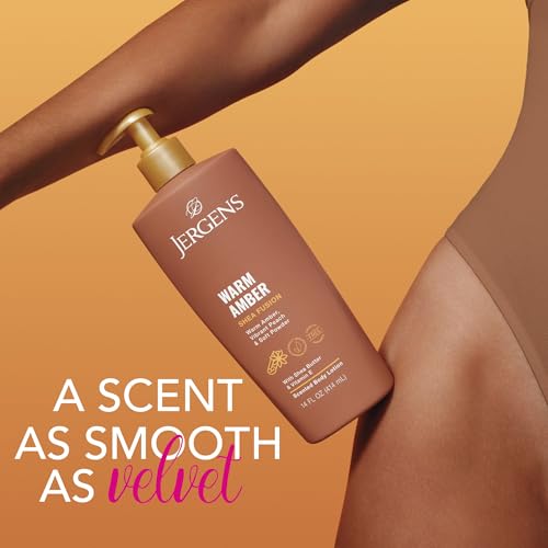 Jergens Shea Fusion Body Lotion, Warm Amber Scented, Dry Skin, 14 fl oz