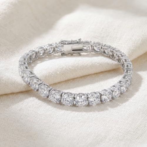 P3 POMPEII3 Pompeii 26.94Ct TW Round Diamond 7" Tennis Bracelet 14k White Gold Lab Grown (G-H,SI2-I1)