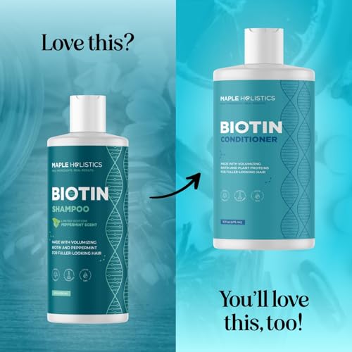 Volumizing Biotin Shampoo for Thinning Hair - Invigorating Peppermint Shampoo for Fine Hair with Argan Coconut and Olive Oils - Vegan & Color Safe - Paraben Silicone & Sulfate Free (8 Fl Oz)