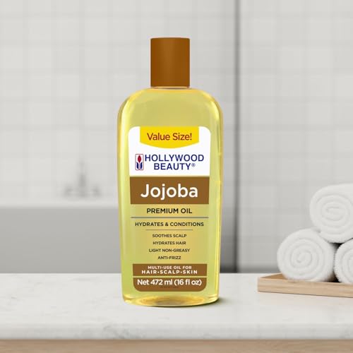 Hollywood Beauty Jojoba Oil for Hair, Scalp, and Skin, VALUE SIZE 16 fl oz - Hydrates and Conditions