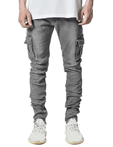 HUNGSON Men's Slim Fit Jeans 7 Pockets Stretch Skinny Denim Pencil Pants Nova Fashion