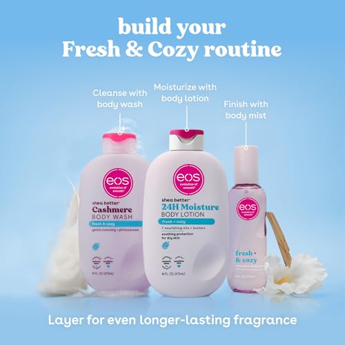 eos Shea Better Body Lotion, Fresh & Cozy, 24-Hour Moisture Skin Care, Lightweight & Non-Greasy, Natural Shea, Vegan, 16 fl oz