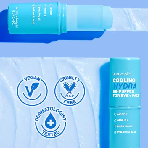 wet n wild Cooling Hydra De-Puffer, Soothing Face Makeup Primer Stick with Vitamin E & Caffeine, Instant Skin Refreshments for All Skin Types and Complexions, Vegan & Cruelty-Free