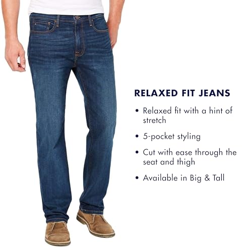 Tommy Hilfiger mens Thd Relaxed Fit Jeans, Medium Wash, 36W x 32L US