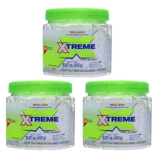 Xtreme Pro-Expert Clear Styling Hair Gel, 15.87 Oz Jar, Pack of 3