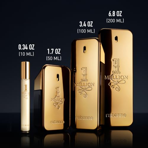 Rabanne 1 Million Eau de Toilette - Long Lasting Designer Fragrance for Men with Mandarin, Cinnamon & Amber - Luxury Men's Perfume Spray, 6.8 oz