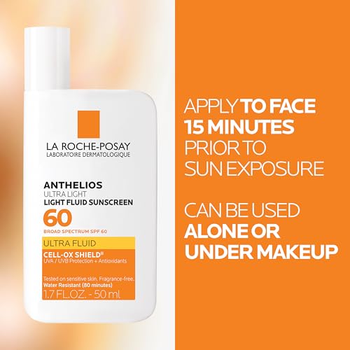 La Roche-Posay Anthelios Ultra Light Fluid Sunscreen for Face SPF 60, 1.7oz
