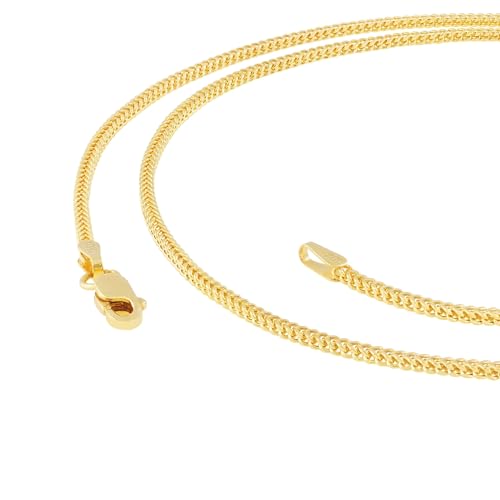 Nuragold 10K Real Yellow Gold 1.5mm Franco Square Box Wheat Chain Necklace - 18"