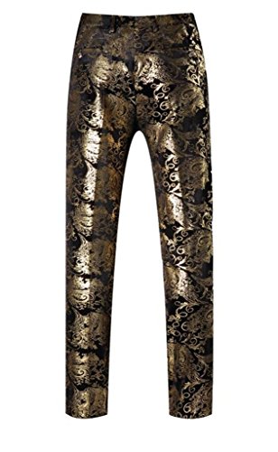 MOGU Mens Luxury Gold Dress Pants with Expandable Waist Size 30 Gold
