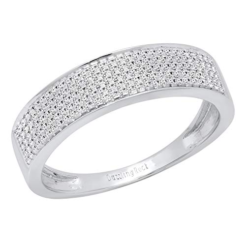 Dazzlingrock Collection 0.35 Carat (ctw) Round White Diamond Mens Micropave Wedding Band 1/3 CT, Sterling Silver, Size 10