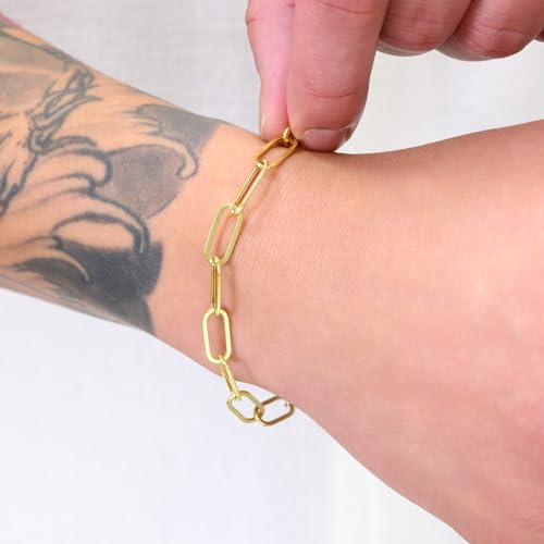 Nuragold 14k Real Yellow Gold 6mm Paperclip Chain Cable Link Bracelet - 7"