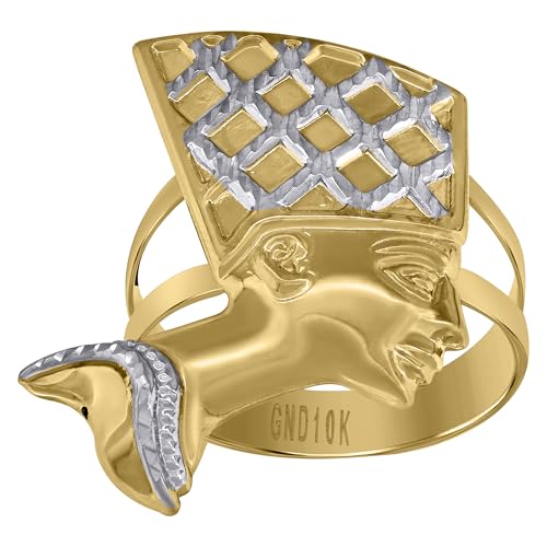 SB Jewelers 10k Two-Tone Gold Mens Nefertiti Egyptian Ring