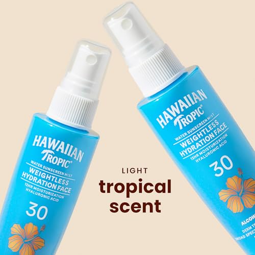 Hawaiian Tropic Weightless Hydration Water Mist for Face SPF 30, 2.1 Fl Oz