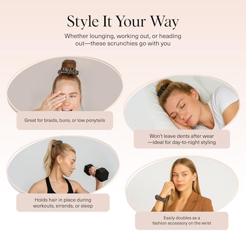 Kitsch Ultra-Petite Satin Scrunchies for Women - Eucalyptus, 6pcs