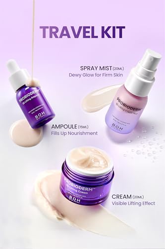 BIOHEAL BOH Probioderm 3D Lifting Travel Size Skin Care Kit | Korean Skincare Set for Firming & Hydration, with Ampoule, Face Moisturizer & Serum Spray | Mini Travel Essentials & Gift Set for Women