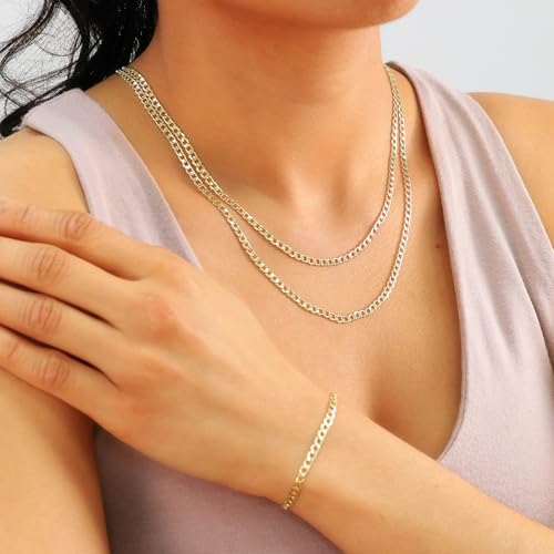 Nuragold 14K Real Yellow Gold Cuban Curb Link Chain Necklace (2mm - 7.5mm) - 24",3.5mm