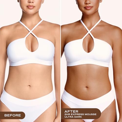 Loving Tan 2 HR Express Self Tanning Mousse, Ultra Dark - Streak Free, Natural, Professional Quality - 5+ Sunless Self Tanner Applications per Bottle, Cruelty Free, Naturally Derived DHA - 4 FL Oz
