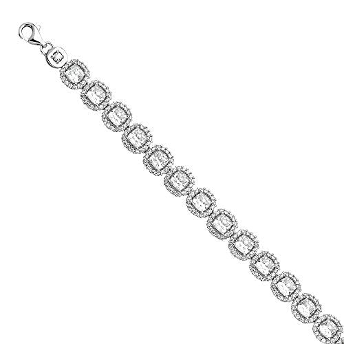 The World Jewelry Center 14k REAL White Gold CZ Bracelet - 7.5"