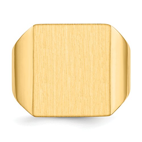 14K Yellow Gold 15.5x17.5mm Rectangle Open Back Mens Signet Ring