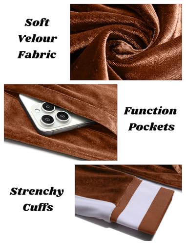 COOFANDY Velvet Jacket and Pants Set Men Activewear Full Zip Warm Tracksuit Sports Set Casual Sweat Suit