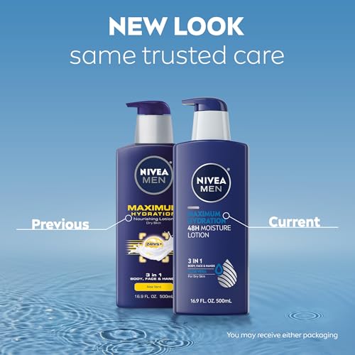 NIVEA MEN Maximum Hydration Lotion, 48-Hour Body Moisturizer, 16.9 FL OZ