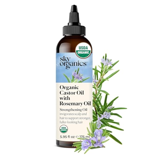 Sky Organics Organic Castor Oil with Rosemary Oil, Pure & Hexane-Free