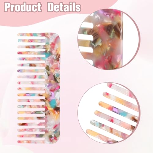 Tortoise Shell Acetate Women's Wide Tooth Comb - Detangling, Anti Static, Vintage Style for Wet Hair & Home Salon Styling