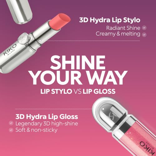 Kiko Milano 3D Hydra Lip Gloss – High Shine, Hydrating, Plumping, Non-Sticky, Moisturizing Lip Makeup – 05 Pearly Pink – 6.5ml