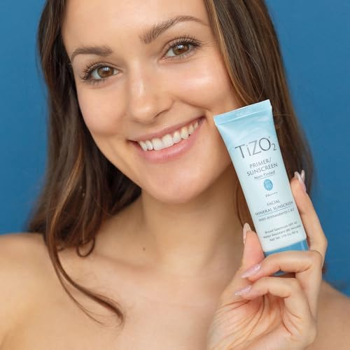 TiZO2 Facial Mineral Sunscreen and Primer SPF 40 Broad Spectrum with Antioxidants, Non-Tinted, Sheer Matte Finish, Fragrance-Free, Oil-Free, Dermatologist-Recommended, PA++++ 1.75 oz