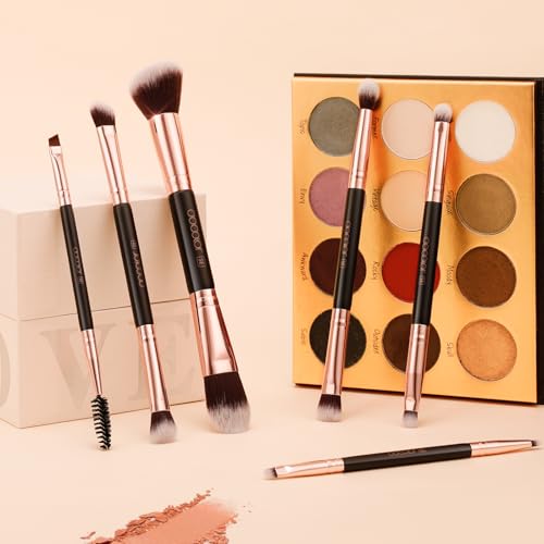 docolor 6 Piece Dual-Sided Eyeshadow Brushes - 12 Functions in 1 Set