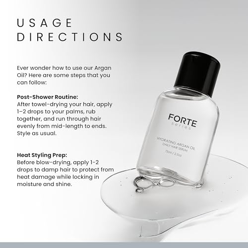 Alex Costa Hydrating Argan Oil Daily Hair Serum by Forte Series Sulfate Free Argan Hair Oil for Men Hair Serum for Dry Damaged Hair, for Styling Hair (75 ml / 2.5 oz)