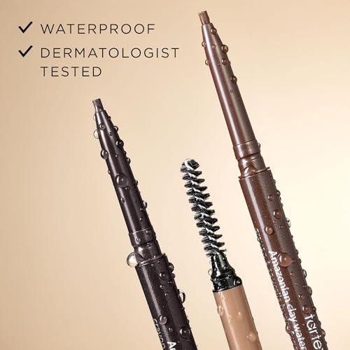 tarte Amazonian clay waterproof brow pencil – Eyebrow Pencil to Shape, Define & Fill with Vitamin E to Nourish Brows, Vegan & Cruelty-Free, full size, rich brown
