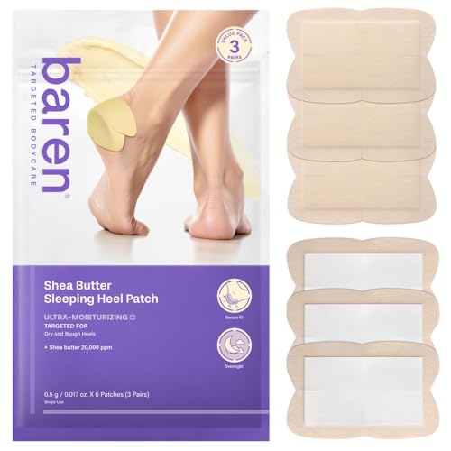 Baren Shea Butter Heel Patch, Overnight Cracked Heel Foot Mask, 6pcs