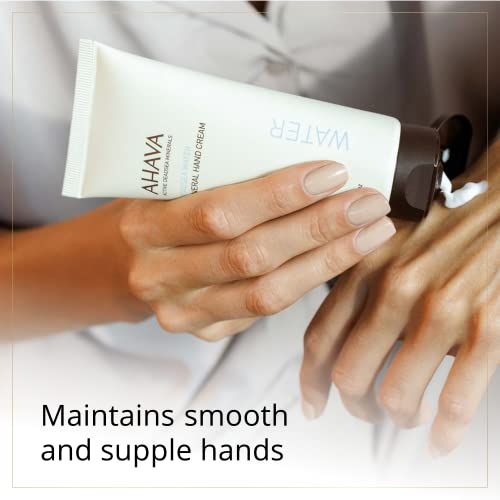 AHAVA Dead Sea Water Mineral Hand Cream - Hand Moisturizer For Dry Cracked Hands, Light & Fast Absorbing, Enriched with Exclusive blend Osmoter, Smoothing Witch Hazel & Soothing Allantoin, 3.4 Fl.Oz