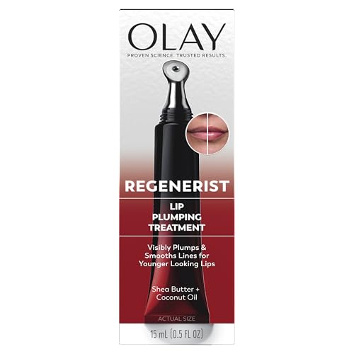 Olay Regenerist Nourishing Treatment, Lip Balm, Plumping Lip Gloss for Women, Fuller Looking Lips & Smoothed Lines, 3-in-1 Mask, Plumper, Gloss - Anti-Aging Skin Care, Shea Butter & Coconut Oil, 0.5oz
