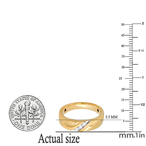 Dazzlingrock Collection 0.06 Cttw Round White Diamond Mens Brushed Anniversary Wedding Band, 10K Solid Yellow Gold, Size 10