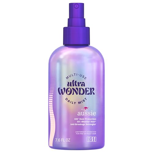 Aussie Ultra Wonder Daily Mist Lightweight Multi-Use Detangler, silicone-free, for All Hair Types and Curls, 7.6oz