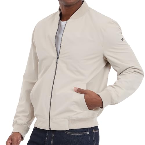 Michael Kors Men's Lightweight Bomber Jacket, Wind and Water Resistant, Dune, X-Large