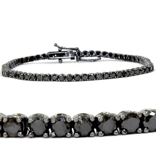 Pompeii 4ct Black Diamond Tennis Bracelet 14K Black Gold 7"