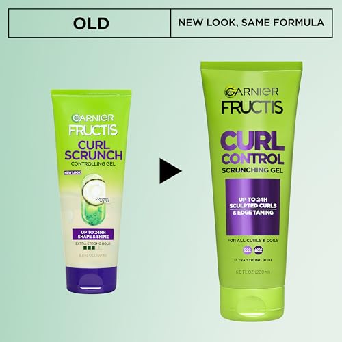 Garnier Fructis Curl Control Scrunching Hair Gel, Curl Jelly for Curly, Wavy, and Coily Hair with Frizz & Edge Control, Up to 24 HR Shape & Shine, 6.8 Fl Oz, 3 Count (Packaging May Vary)