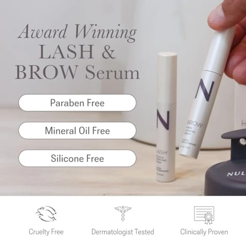 NULASTIN Eyelash Serum & Brow Serum - Lash & Brow Dual System - Eyebrow & Eyelash Enhancing Serums with Keratin & Peptides for Fuller Looking Lashes & Brows (2 Count, 0.1 Fl Oz Each)